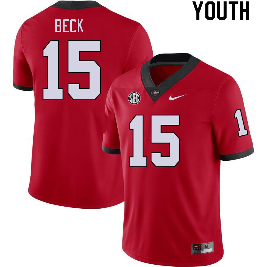 Georgia Bulldogs Youth Carson Beck #15 Red Stitched College UGA Football Jersey 23KM014QU